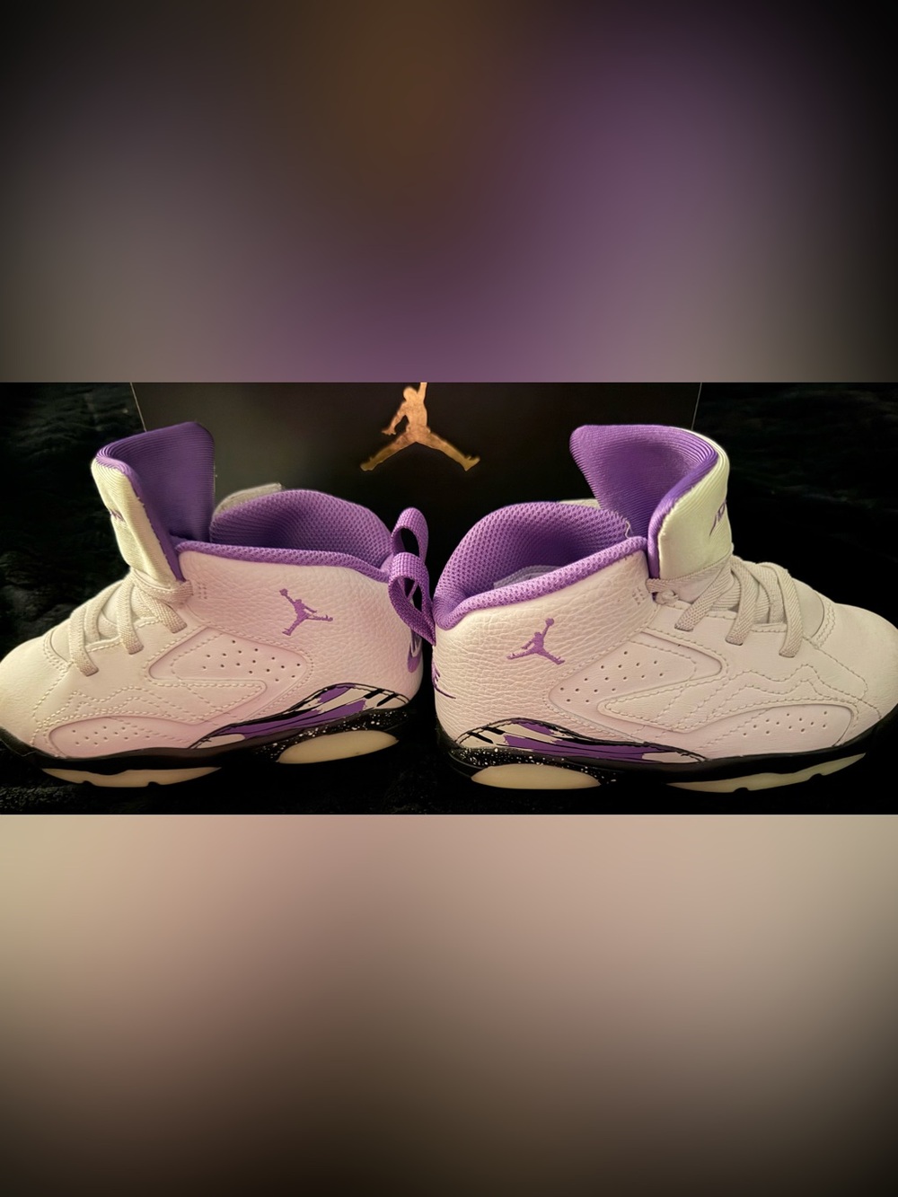 Jordan Kids' White and Purple High-Top Sneakers